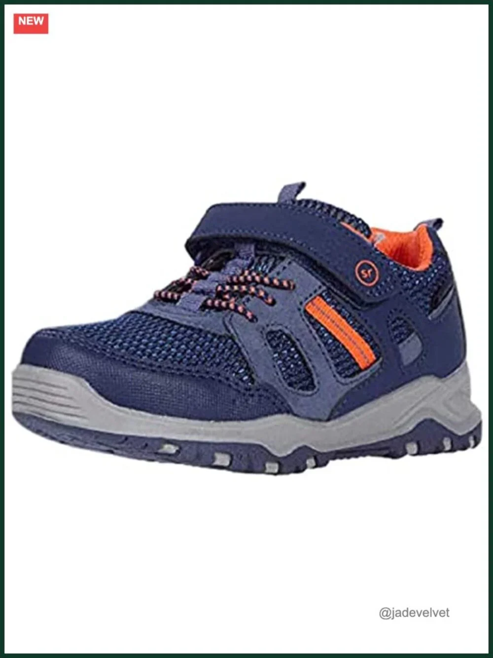 Faux Leather & Mesh Athletic Sneaker with Hook-and-Loop Strap